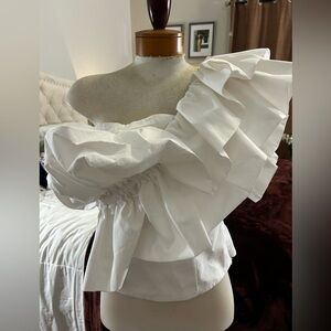 Zara Poplim Top with Ruffles